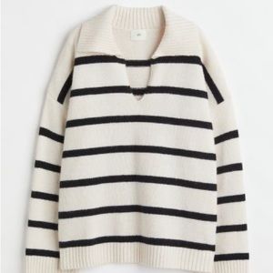 H&M Collard Polo Sweater Stripe